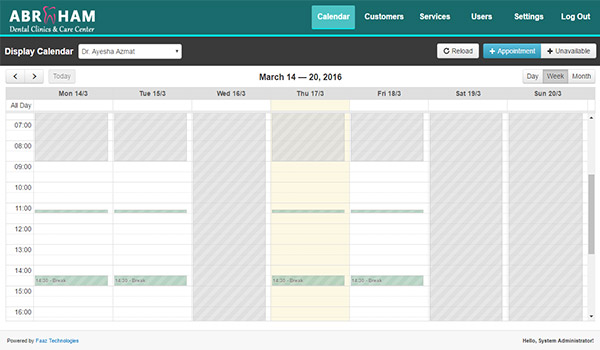 Admin Booking Calendar