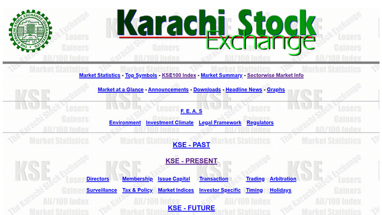 Karachi Stock Exchange 1999 Web Interface